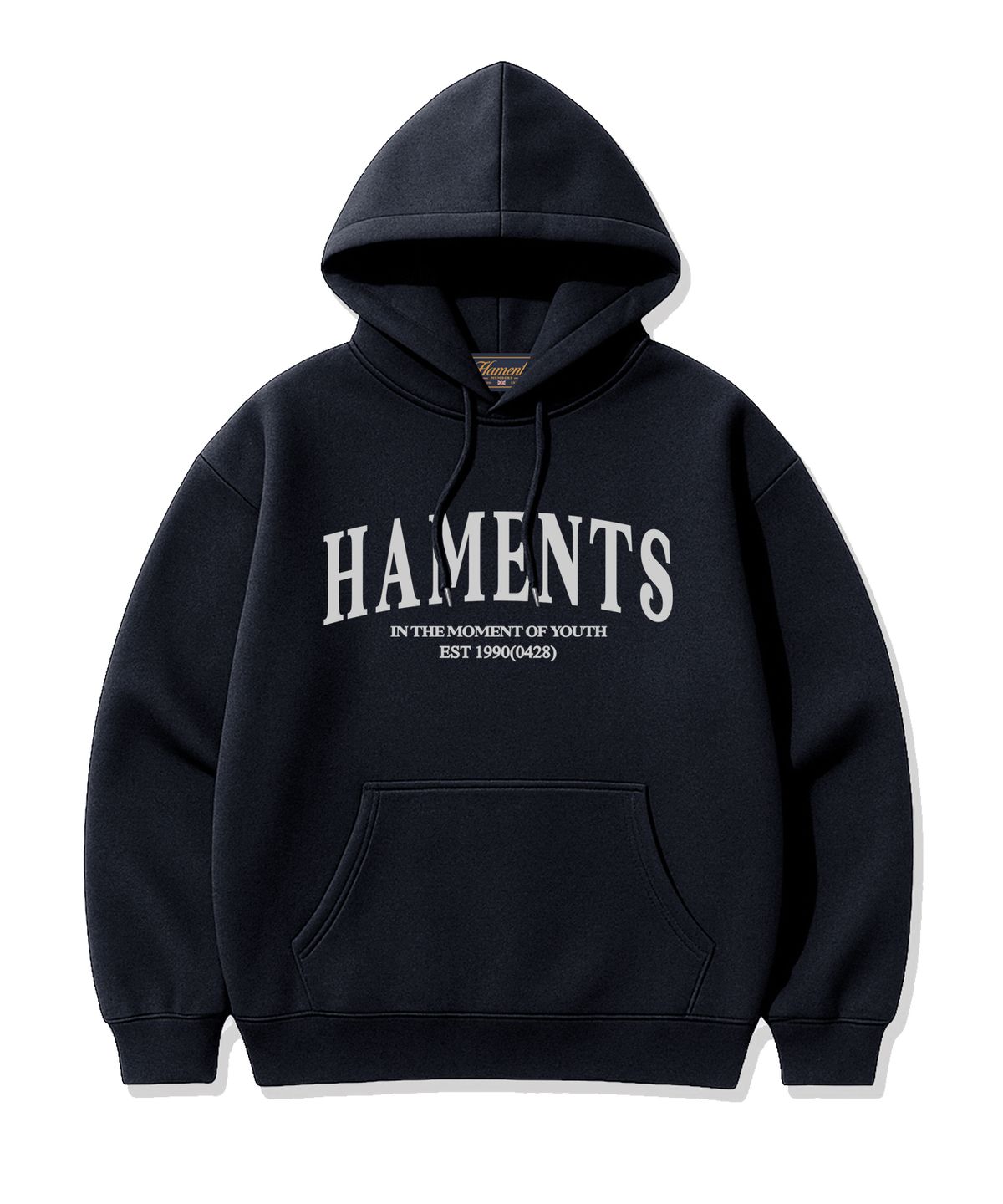하먼츠(HAMENTS) 스트레이트 아치 로고 후드티 네이비