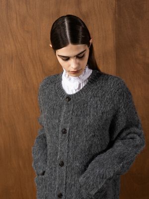 헤어리 알파카 니트 가디건