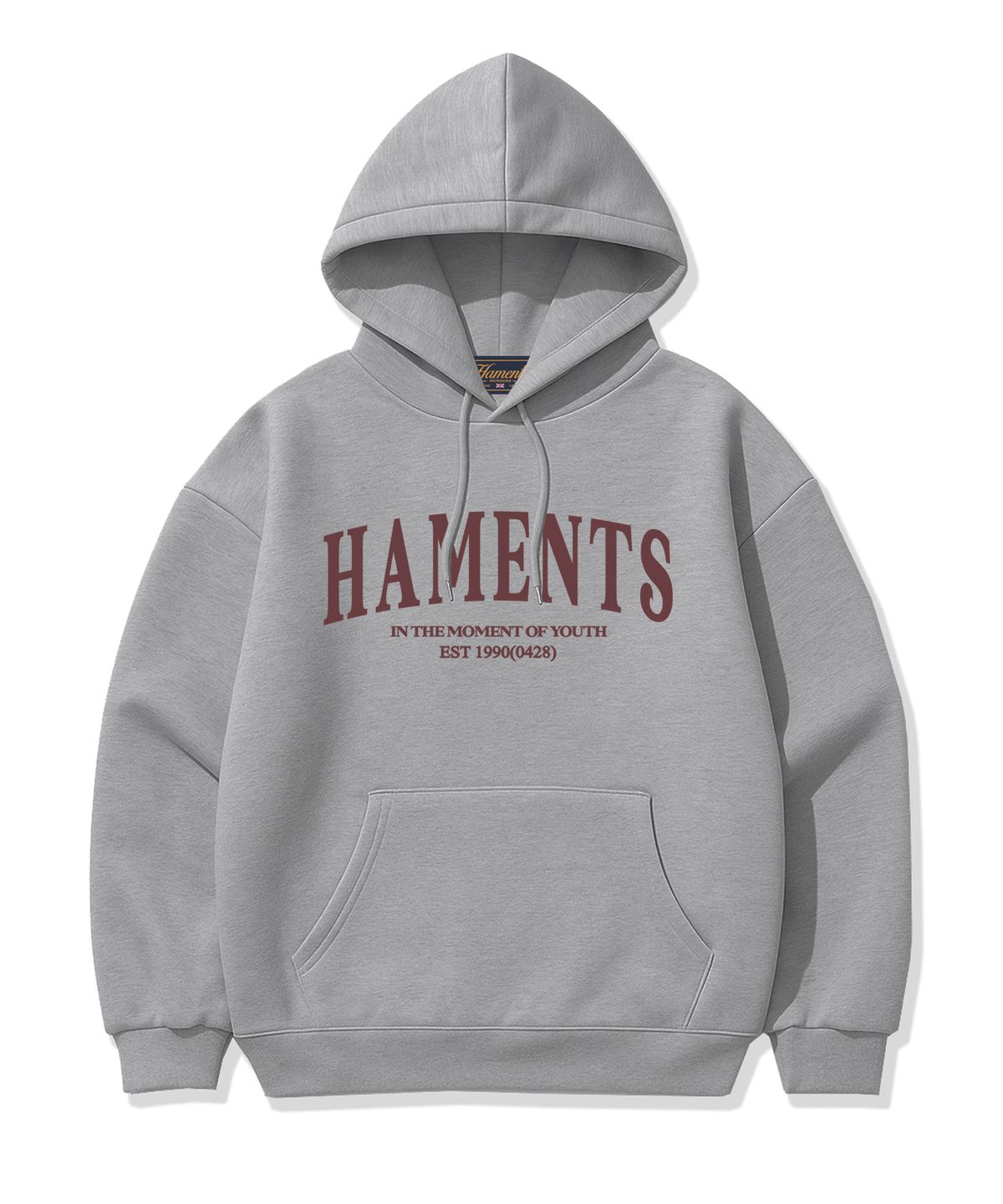 하먼츠(HAMENTS) 스트레이트 아치 로고 후드티 그레이