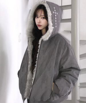 EV REVERSIBLE FUR HOOD(GRAY)
