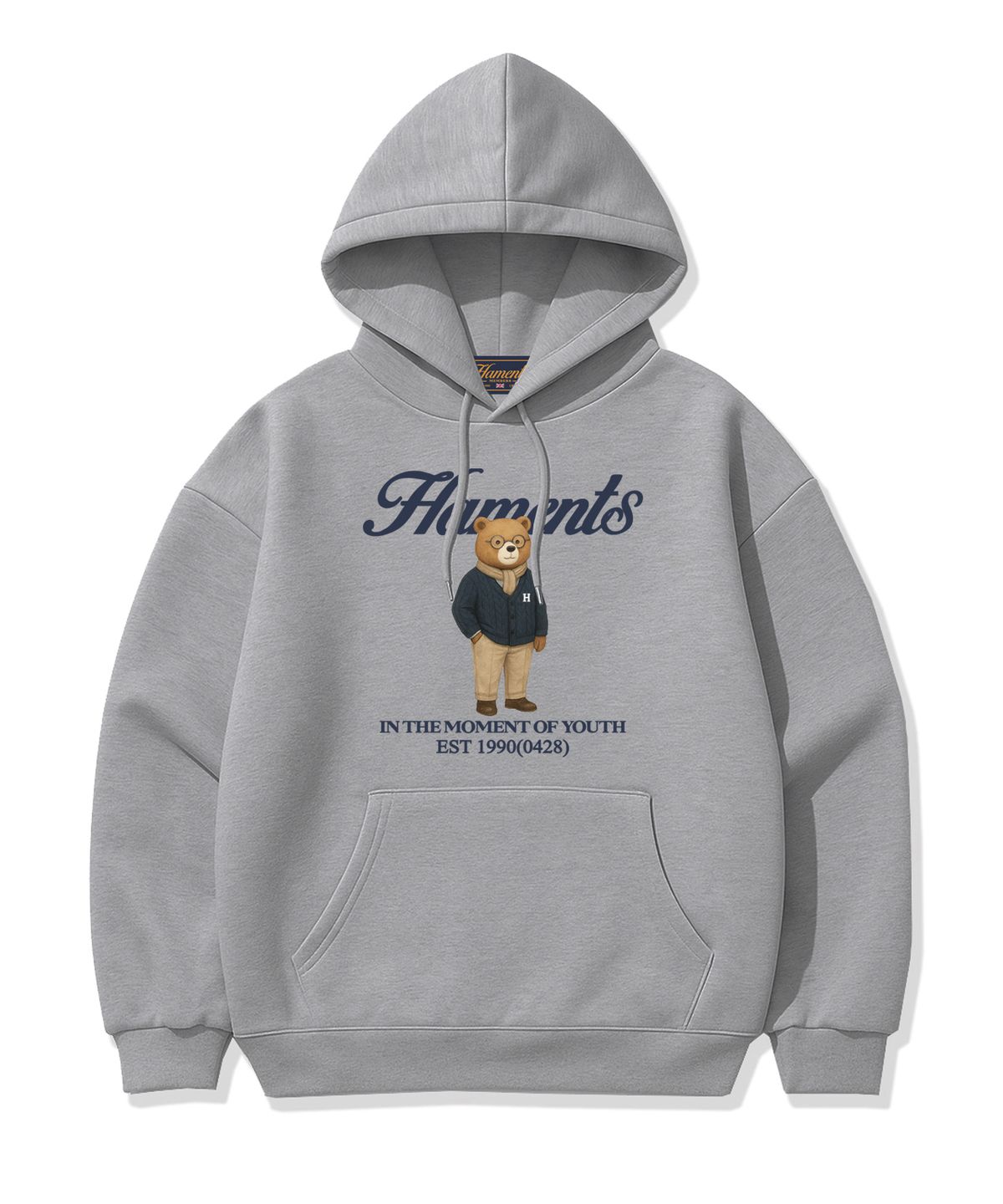 하먼츠(HAMENTS) 클래식 멤버스 베어 로고 후드티 그레이