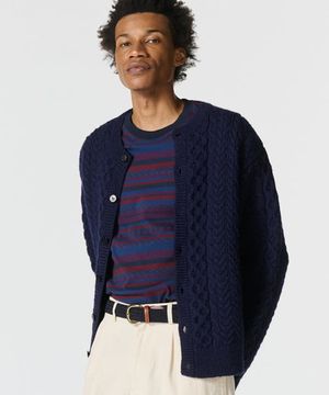 (U) 울 피셔맨 가디건 네이비 WOOL FISHERMAN CARDIGAN NAVY