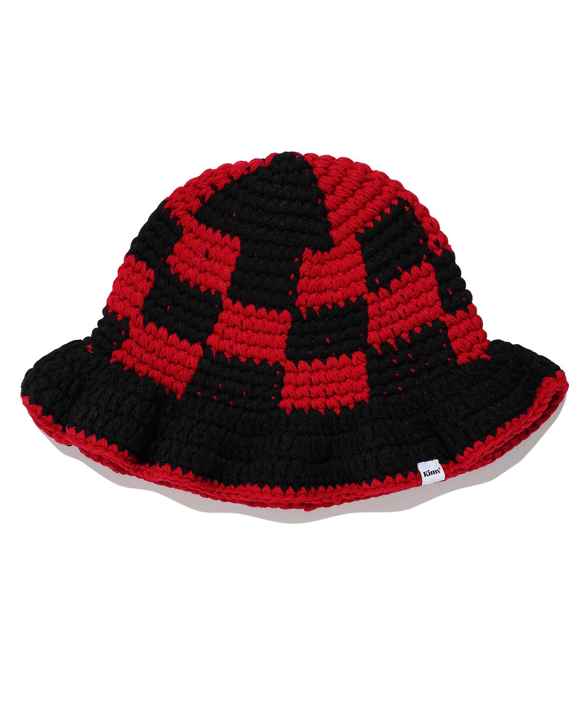 킴스 프레시 코튼 마켓(KIMS FRESH COTTON MARKET) Checker Knit Bucket Hat Black(red)