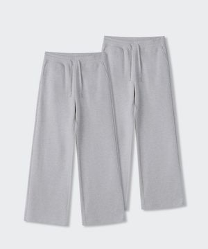 우먼즈 플랫 테리 와이드 라운지 스웨트 팬츠 2팩