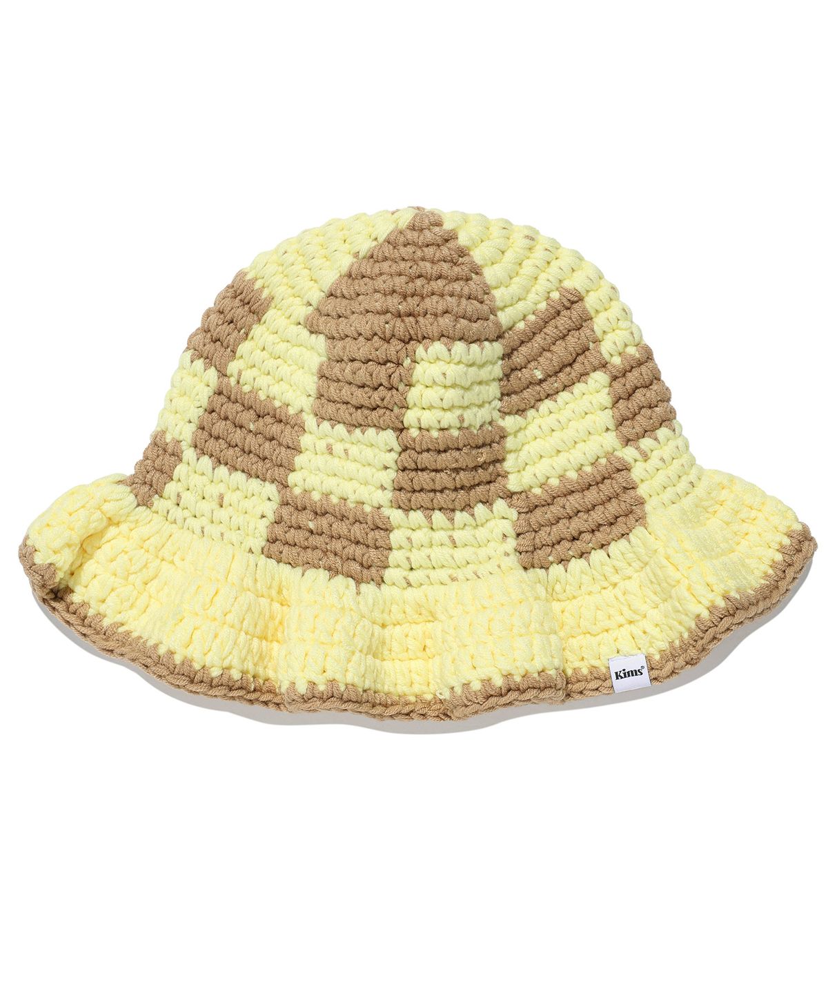 킴스 프레시 코튼 마켓(KIMS FRESH COTTON MARKET) Checker Knit Bucket Hat Yellow(brown)