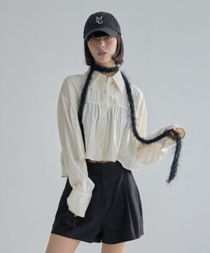 Airy Knit String Scarf-black