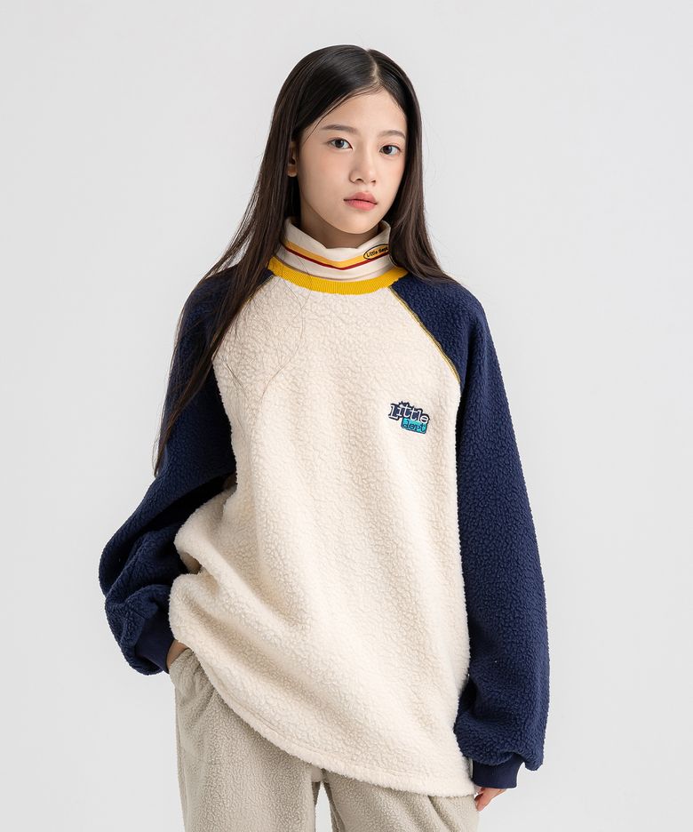 콤비 플리스 라글란 티셔츠 Navy