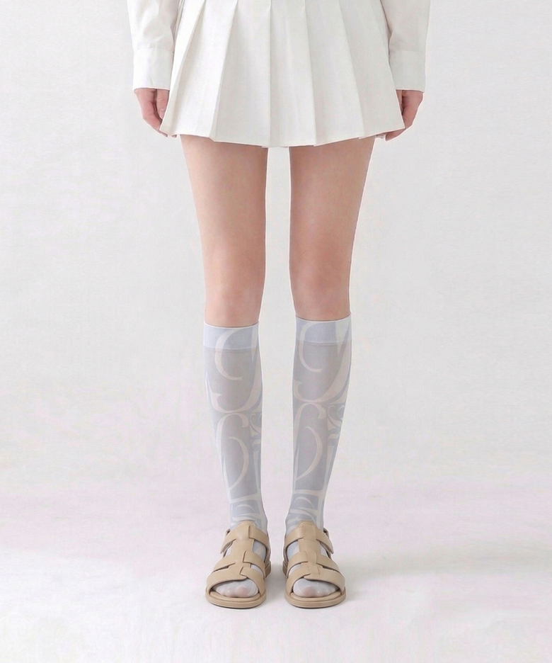 Deco Tessel Knee Stockings (White)