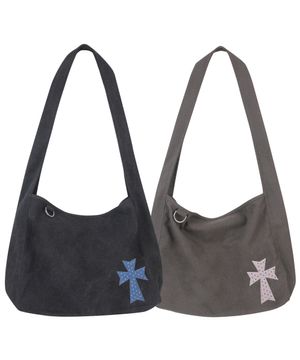 [UNISEX]CROSS 자수 코튼 캔버스 크로스백_2color