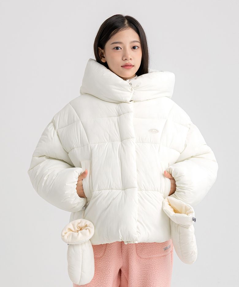 후디 글러브 패딩 점퍼 Ivory