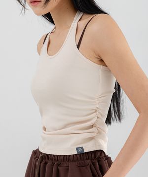 여성요가복 홀터 셔링 슬리브리스 4TT5472