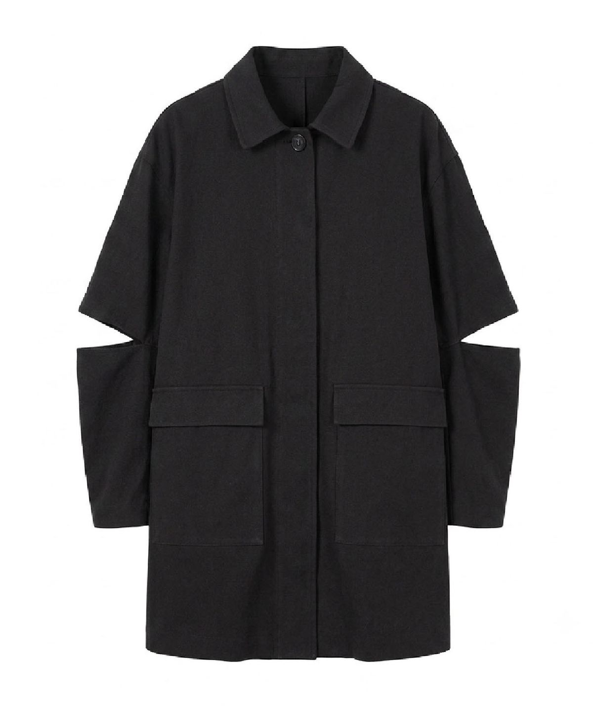 무아르모아(MOIREMOA) Bio W/S Cotton Half Jacket-Black