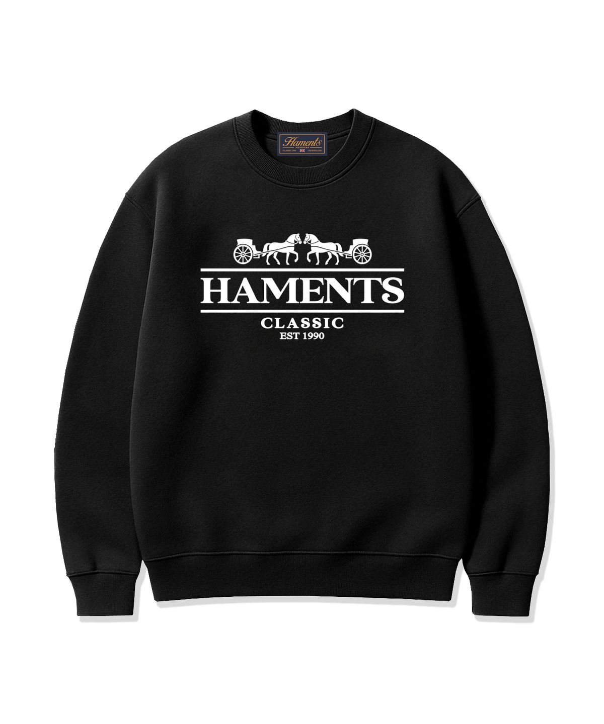 하먼츠(HAMENTS) 클래식 홀스 로고 맨투맨 블랙