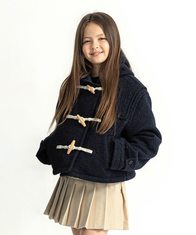 후드 숏 더플 코트 Navy