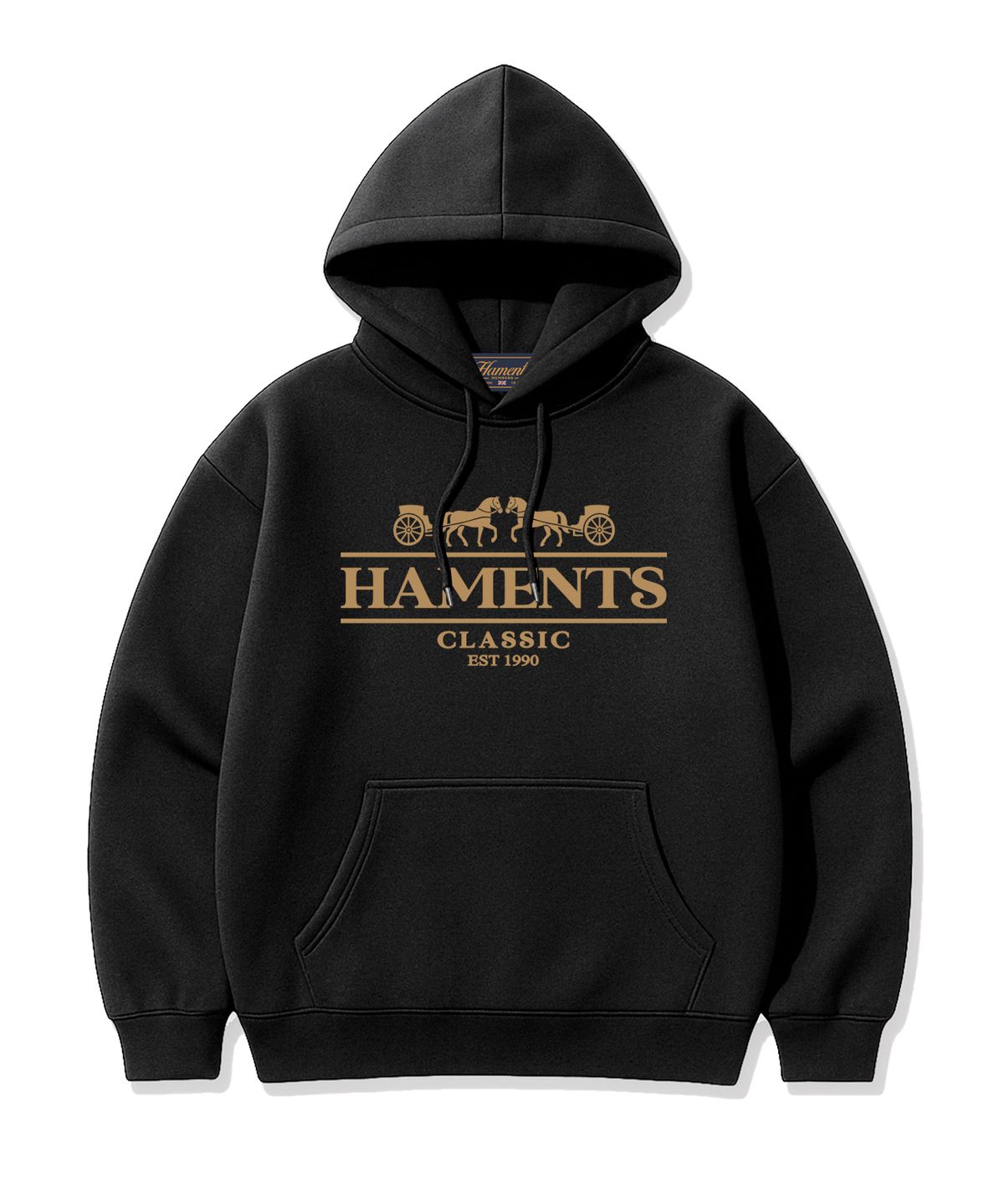 하먼츠(HAMENTS) 클래식 홀스 로고 후드티 블랙/옐로우