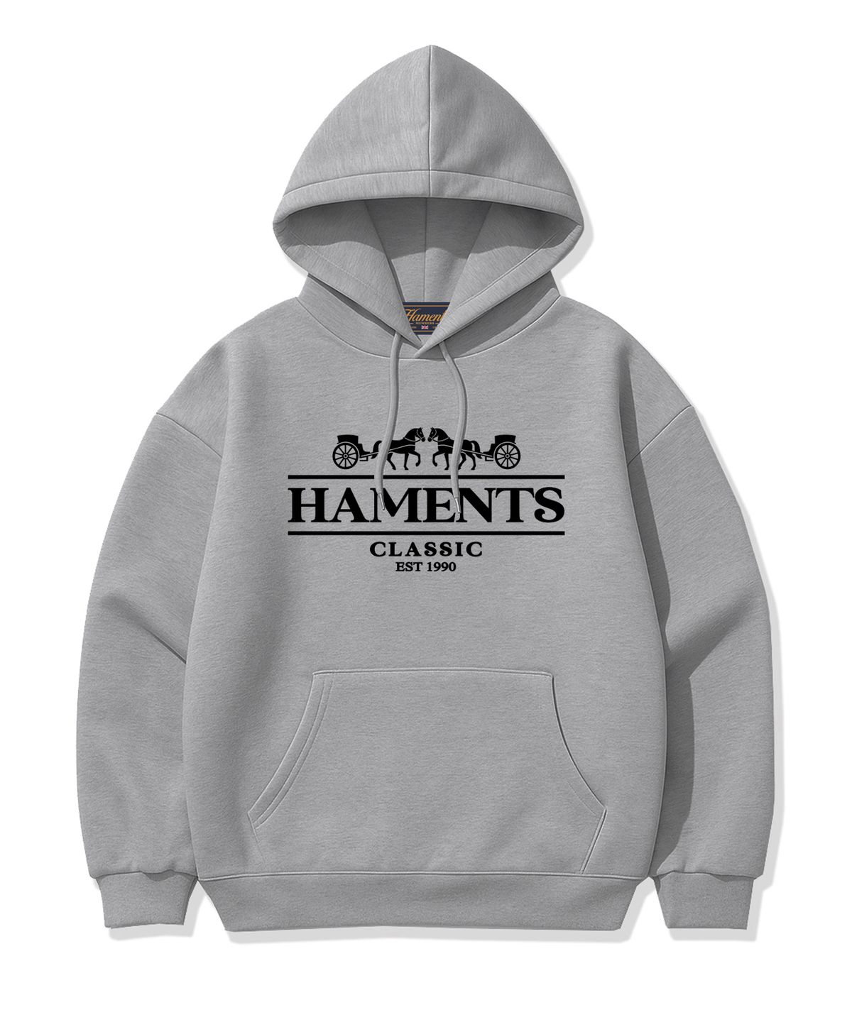 하먼츠(HAMENTS) 클래식 홀스 로고 후드티 그레이