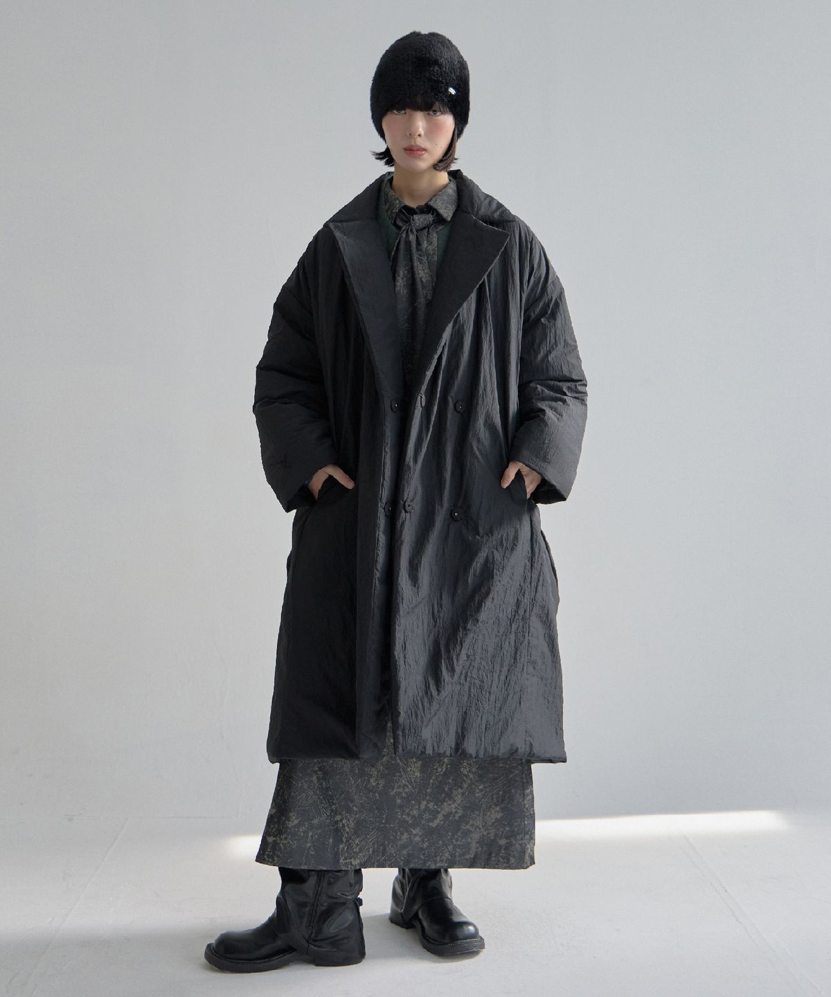 무아르모아(MOIREMOA) Warm Padding Coat-Black