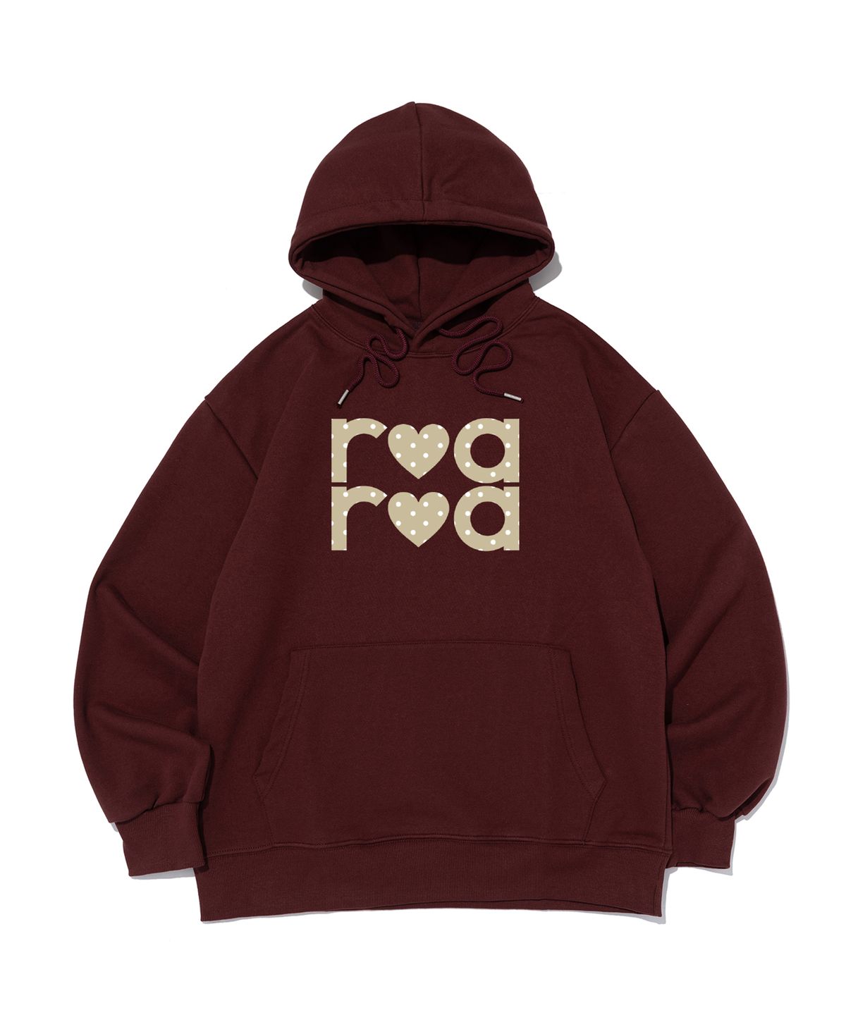 로아드로아(ROIDESROIS) [기모/NO기모] ROA 도트 로고 후드티셔츠 (와인/베이지)
