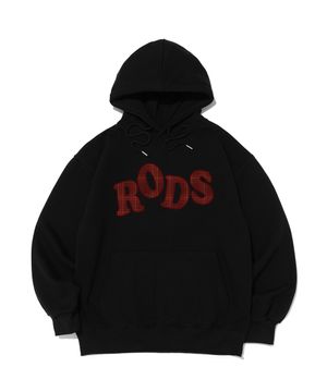 RODS 빅 로고 체크 후드티 (블랙/와인)