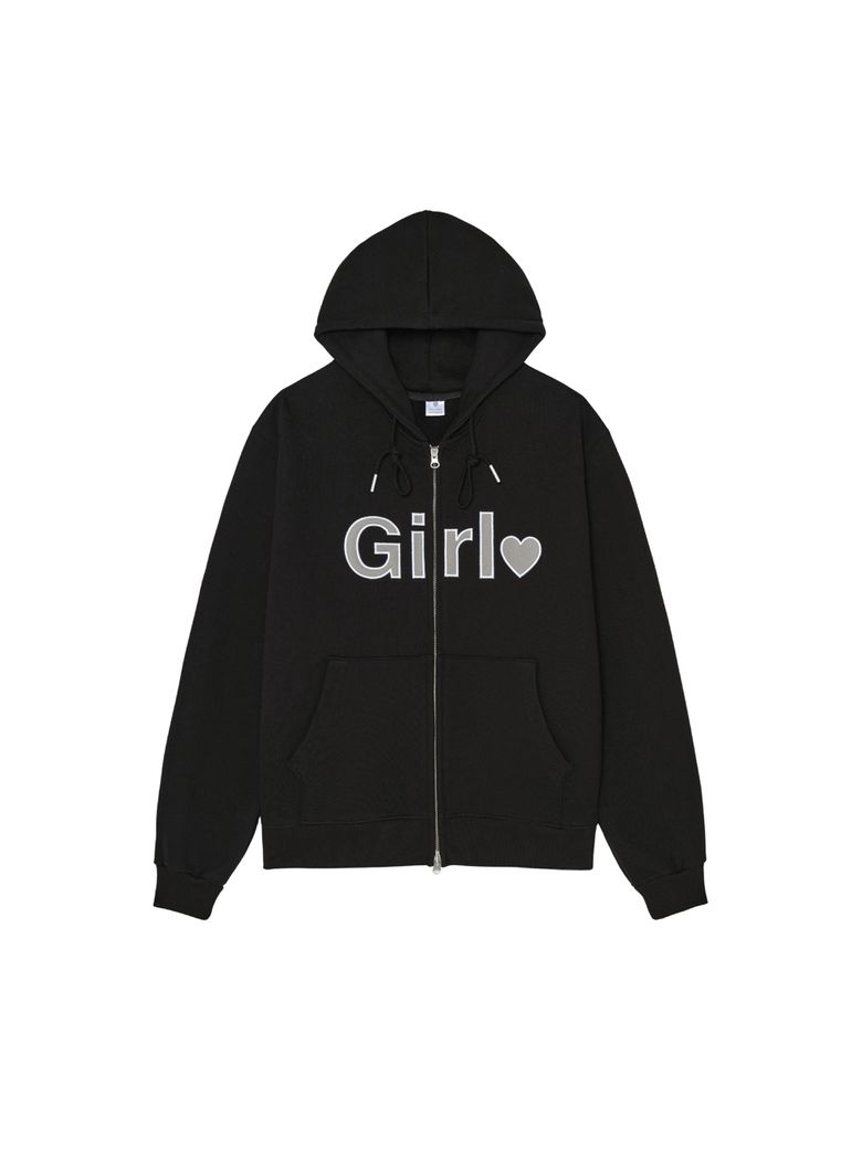 Girl zip-up hoodie - Black (걸 후드 집업 블랙)