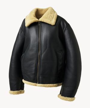 오버사이즈 레더 무스탕 (BLACK)