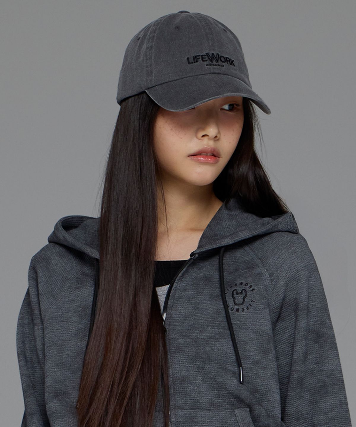 라이프워크(LIFEWORK) 공용) 로고 자수 워싱 소프트 볼캡