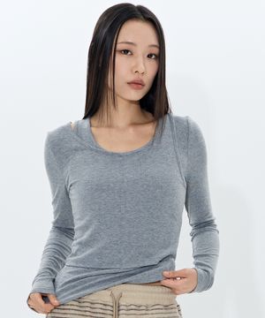 Split shoulder Long sleeve (GRAY)