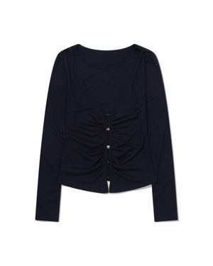 Shimmer Button Long sleeve (NAVY)
