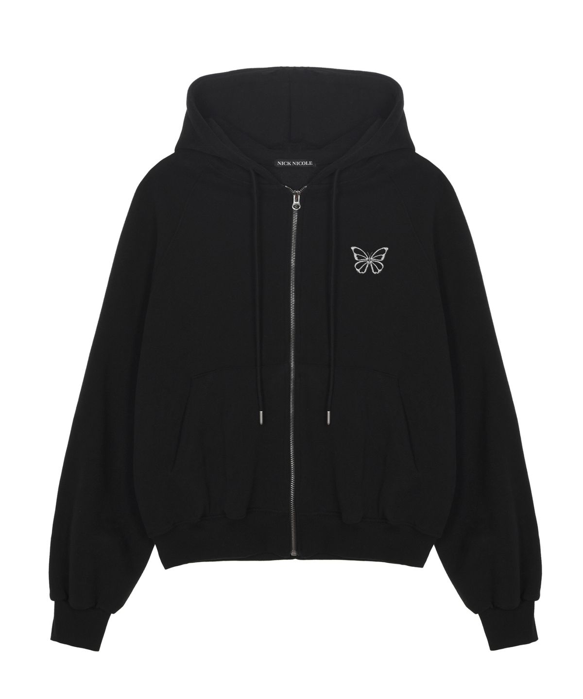 닉앤니콜(NICK&NICOLE) BUTTERFLY WARM COTTON SWEAT HOOD ZIP UP_BLACK