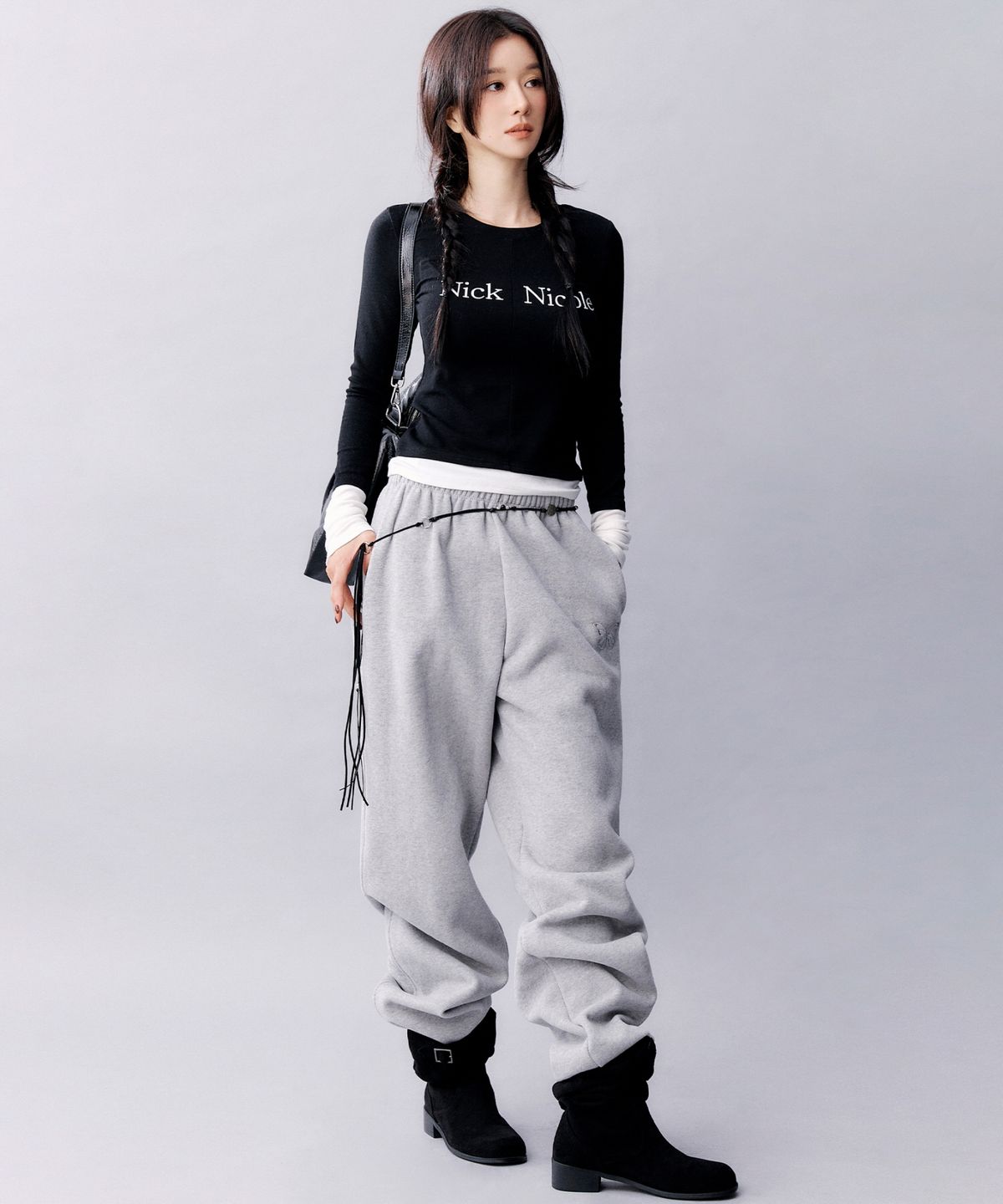 닉앤니콜(NICK&NICOLE) BUTTERFLY WARM COTTON SWEAT PANTS_GRAY