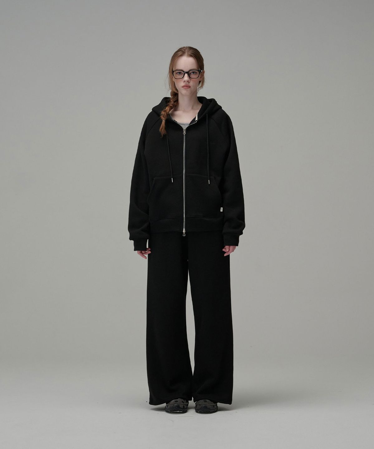 우네(OONE) [Set-Up] Soft Cotton Hoodie & Sweat Pants_Black