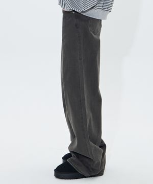 Fade cotton wide pants (KHAKI)