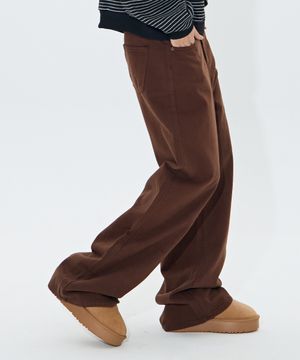 Fade cotton wide pants (BROWN)