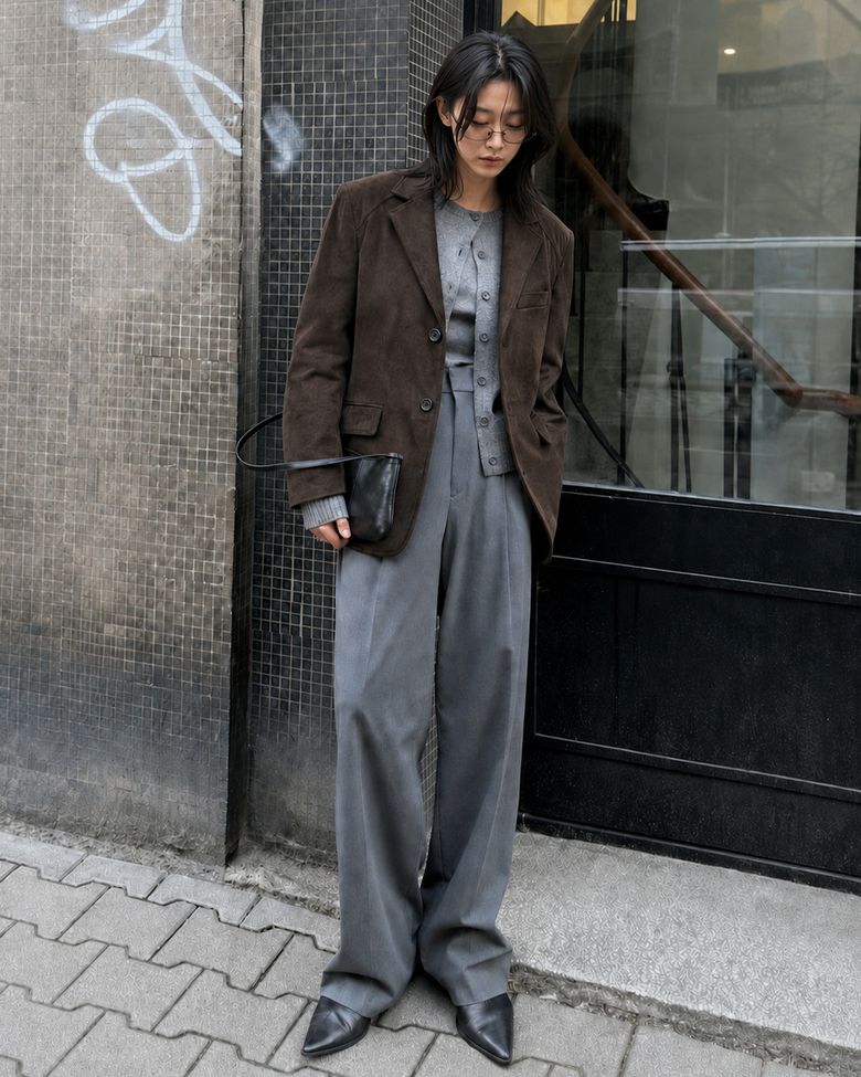 Classic 2 button Suede Blazer (Cocoa leather)