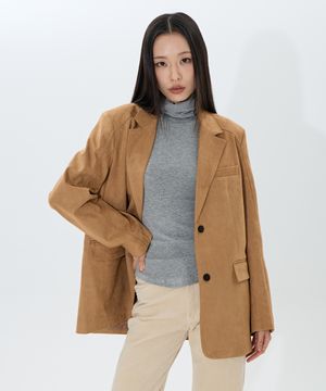 Classic 2 button Suede Blazer (Camel)