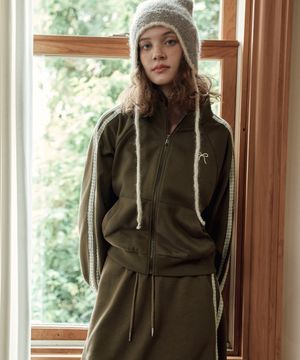 레이스 리본 집업 / 브라운