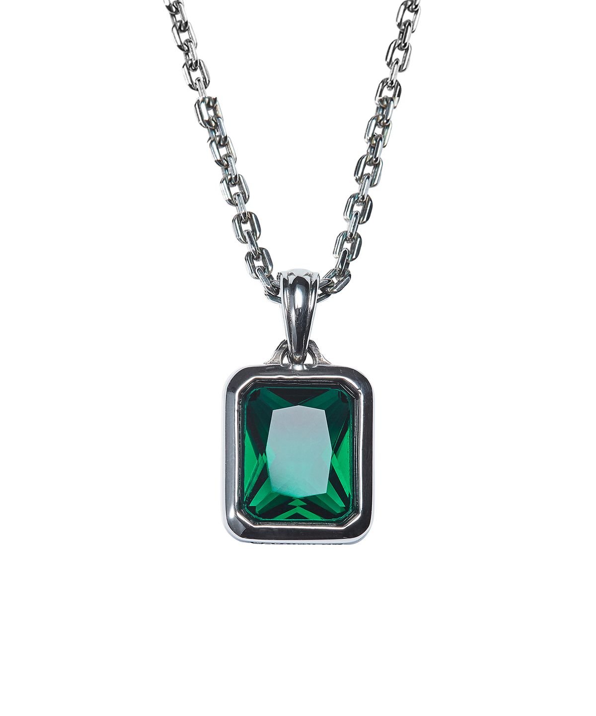 스팅925(STING925) Green Emerald Cut Pendant