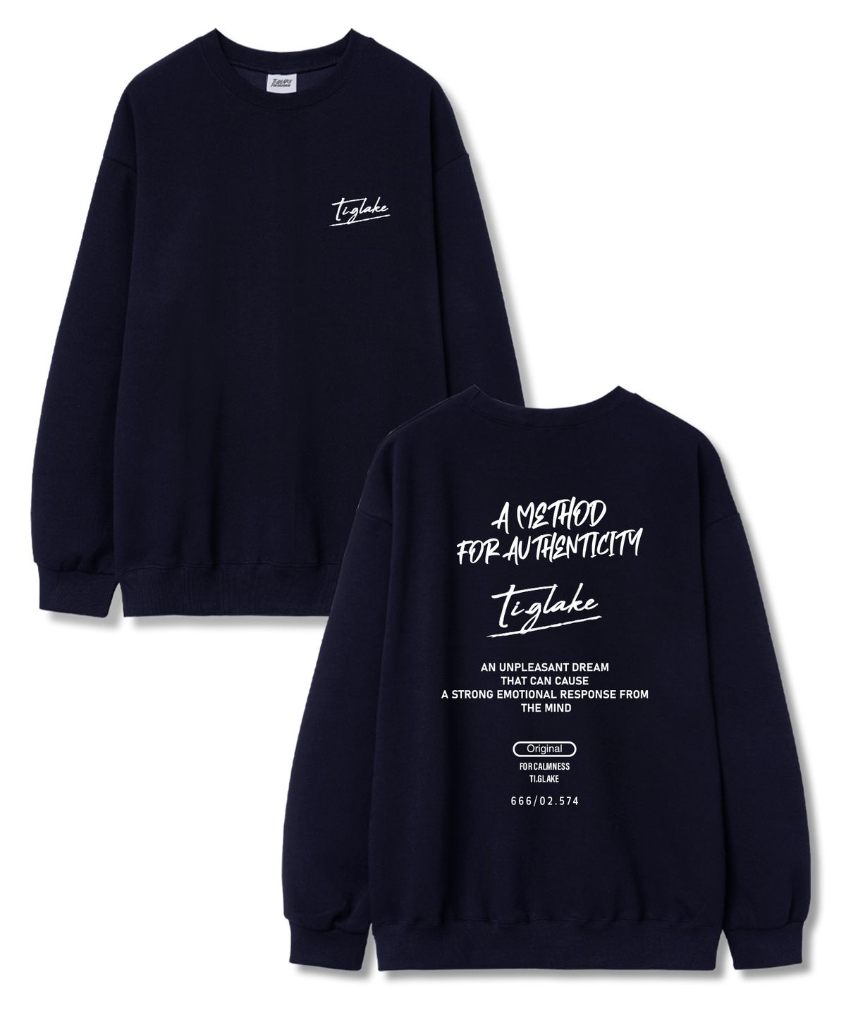티글레이크(TI.GLAKE) 메소드 오버핏 쭈리 맨투맨 티셔츠 네이비