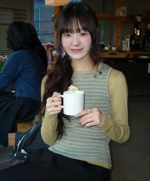 쓰리버튼 니트베스트 롱슬리브 세트 올리브