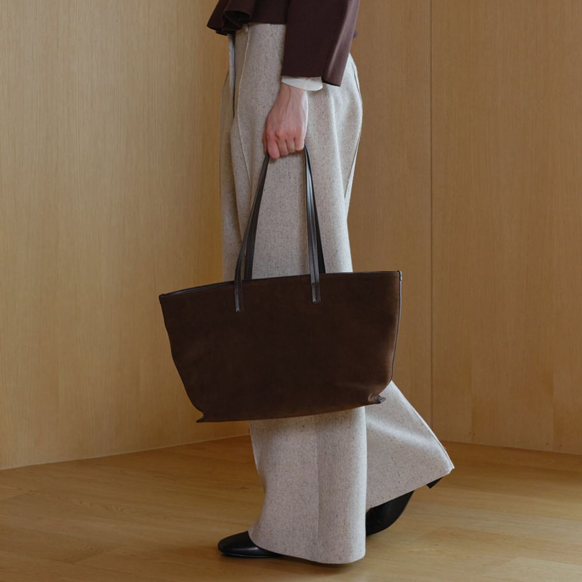 로서울(ROH SEOUL) Haze shopper bag Suede Chestnut