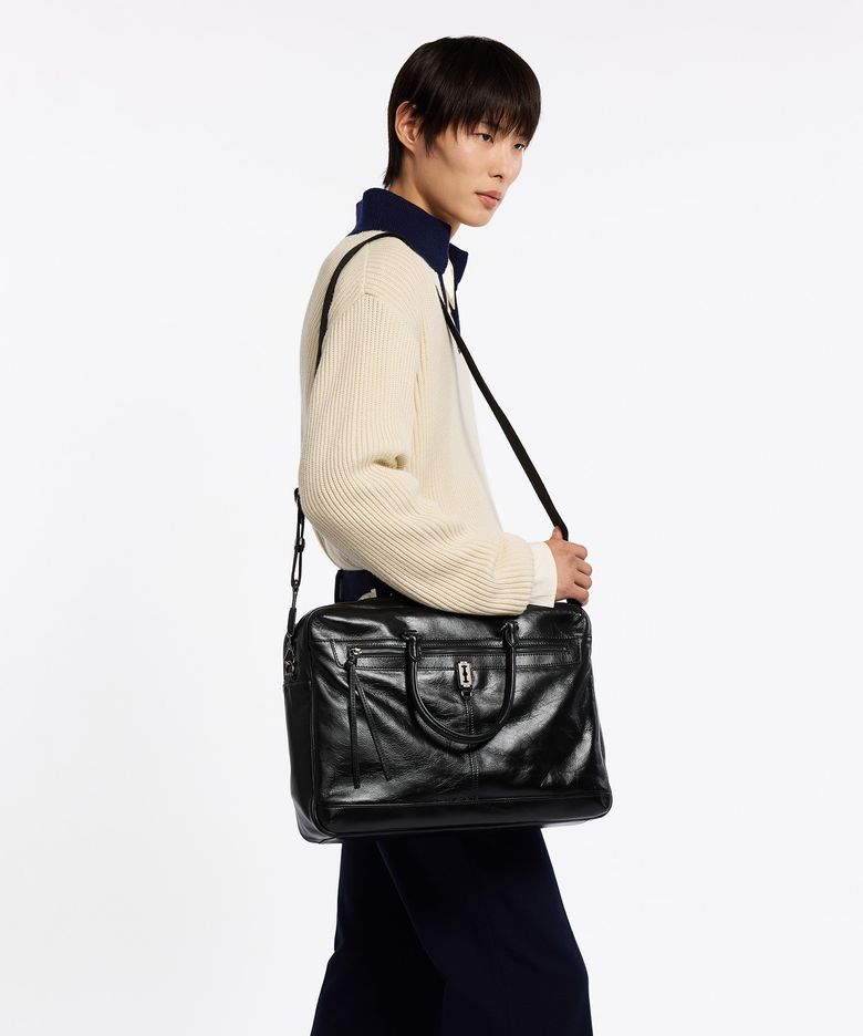Toque Cabin Crew Big Square Leather Tote L (토크 캐빈 크루 빅 스퀘어 레더 토트 라지) Black