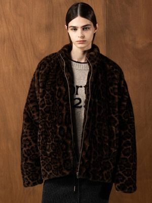 애니멀 프린트 퍼 점퍼