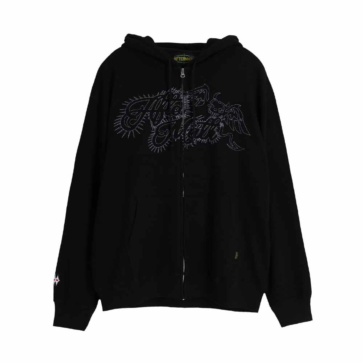 애프터매스(AFTERMATH) WAFFLE ZIP HOODIE BLACK