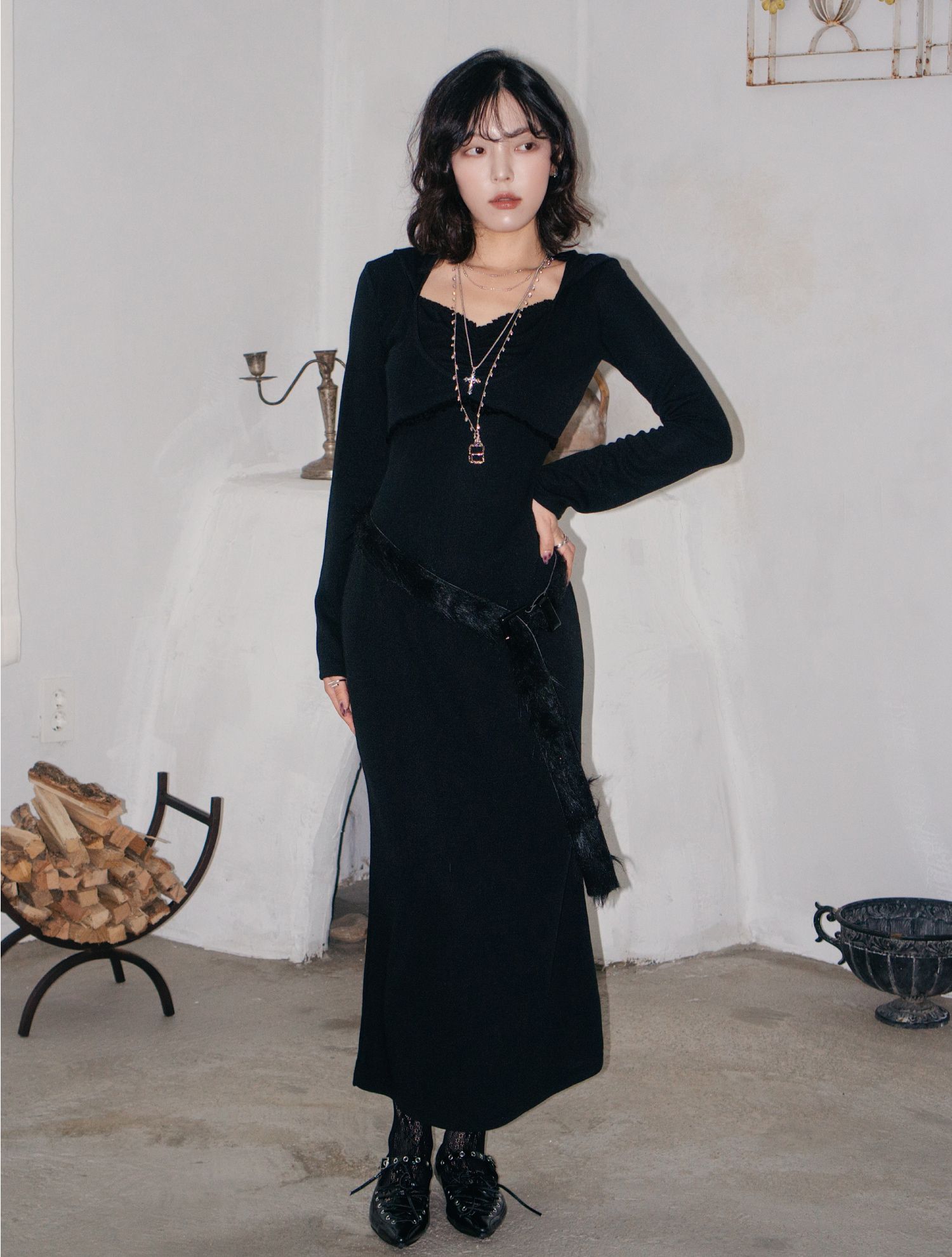 chinese dress ladies Punk Lace Zip-Up Mini Dress with Hood and Cat Ear
