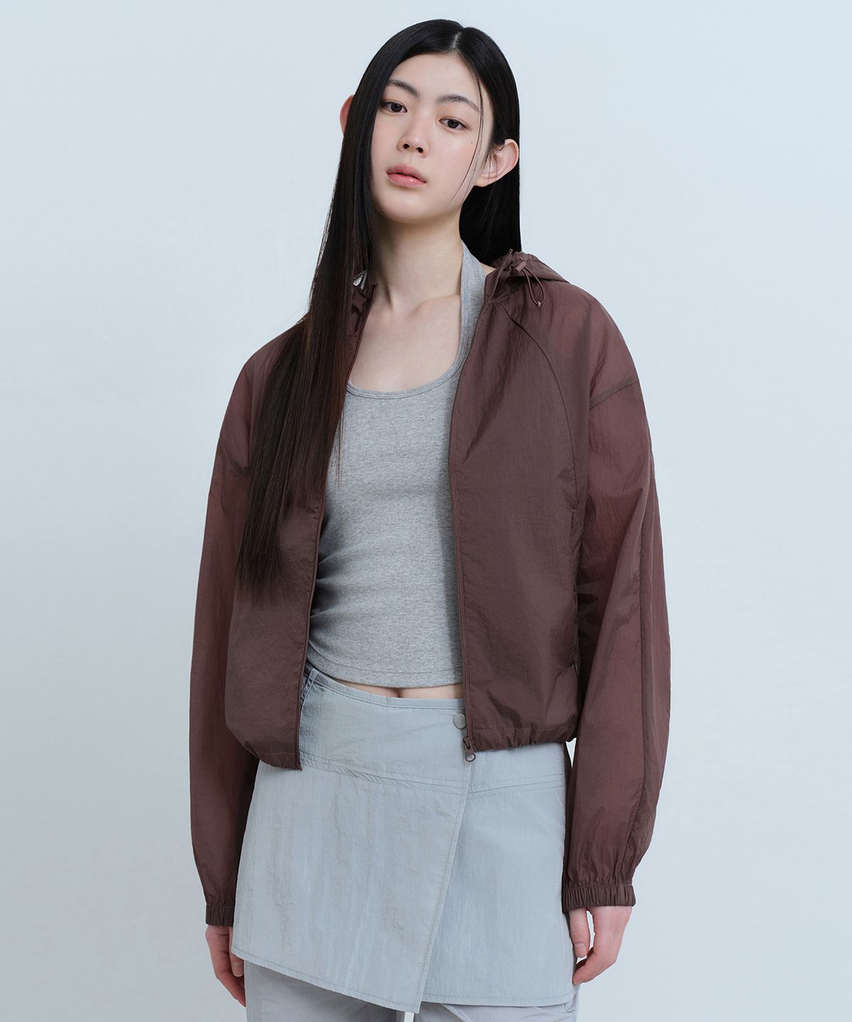 무신사 스탠다드 우먼(MUSINSA STANDARD WOMAN) 우먼즈 시어 후디드 윈드브레이커 재킷 [스모크핑크]