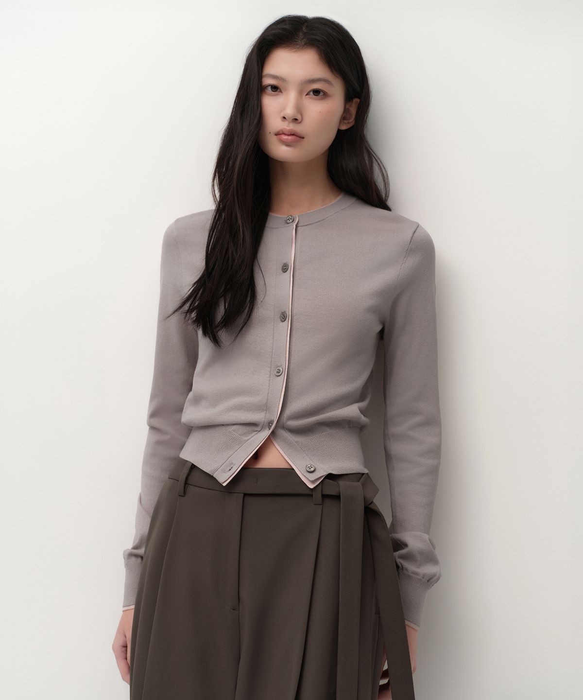 무신사 스탠다드 우먼(MUSINSA STANDARD WOMAN) 우먼즈 레이어드 라운드 넥 가디건 [라이트 그레이]