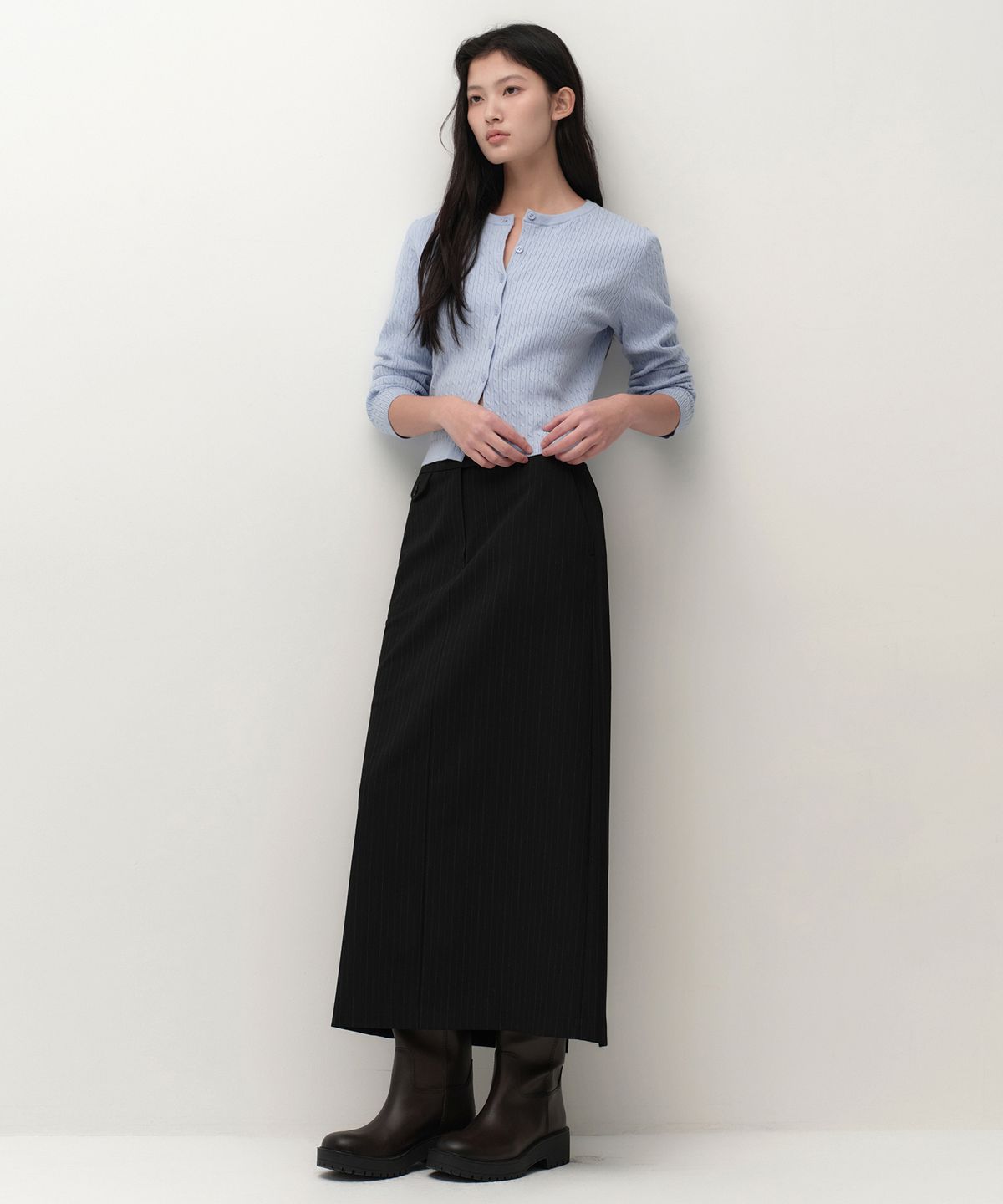 무신사 스탠다드 우먼(MUSINSA STANDARD WOMAN) 우먼즈 케이블 라운드 넥 가디건 [스카이 블루]