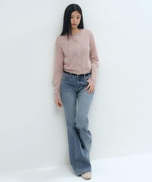 우먼즈 시어 라운드 넥 가디건 [인디언 핑크]