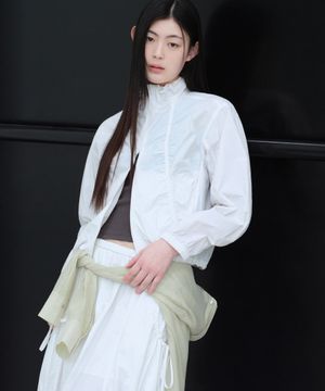 우먼즈 셔링 하이 넥 윈드브레이커 재킷 [화이트]