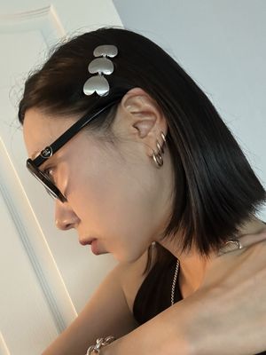 메탈 하트 헤어 핀 (1개)
